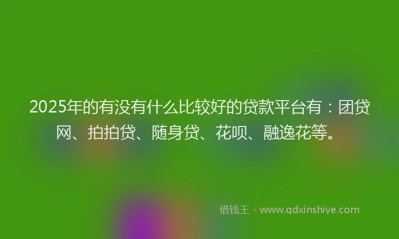 2025年的有没有什么比较好的贷款平台有：团贷网、拍拍贷、随身贷、花呗、融逸花等。