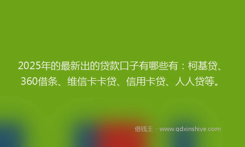 2025年的最新出的贷款口子有哪些有：柯基贷、360借条、维信卡卡贷、信用卡贷、人人贷等。