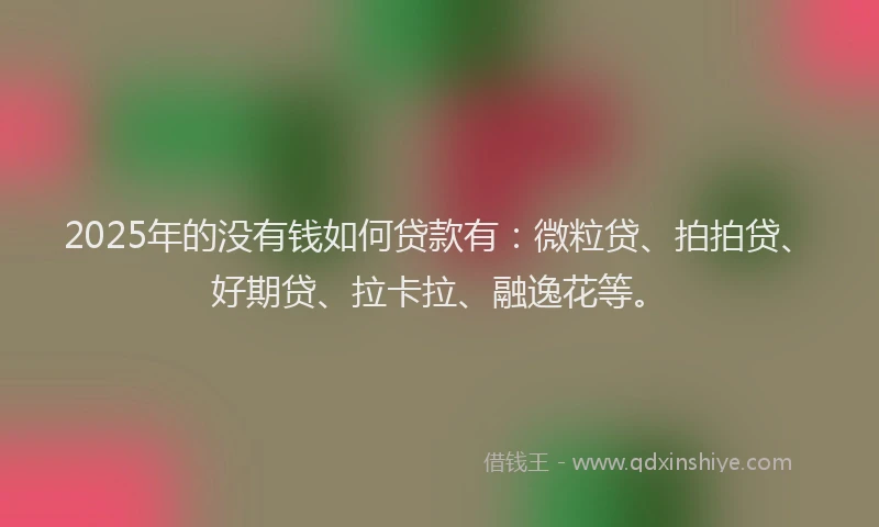 2025年的没有钱如何贷款有：微粒贷、拍拍贷、好期贷、拉卡拉、融逸花等。