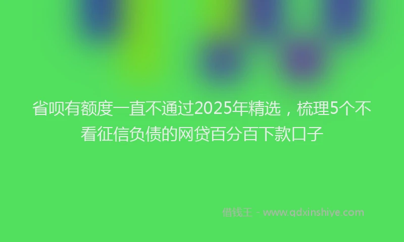 省呗有额度一直不通过2025年精选，梳理5个不看征信负债的网贷百分百下款口子