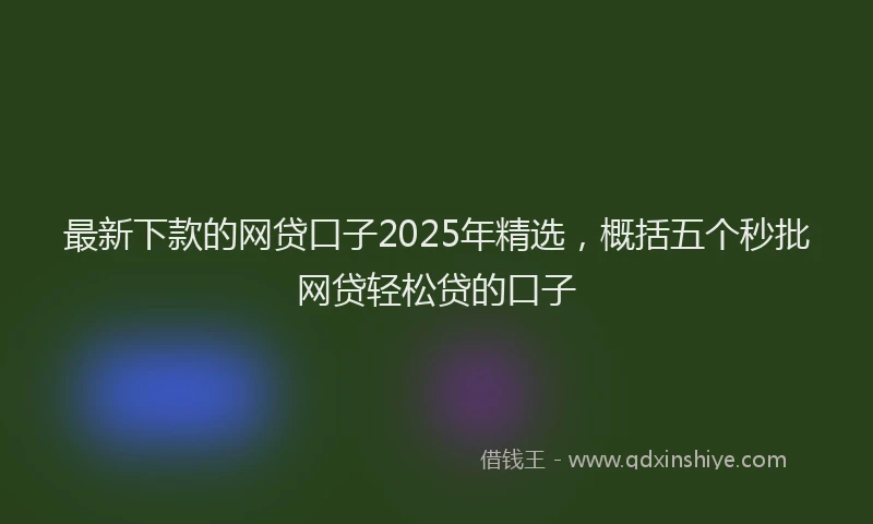 最新下款的网贷口子2025年精选，概括五个秒批网贷轻松贷的口子