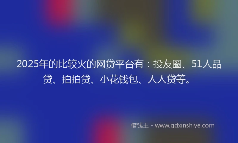 2025年的比较火的网贷平台有：投友圈、51人品贷、拍拍贷、小花钱包、人人贷等。