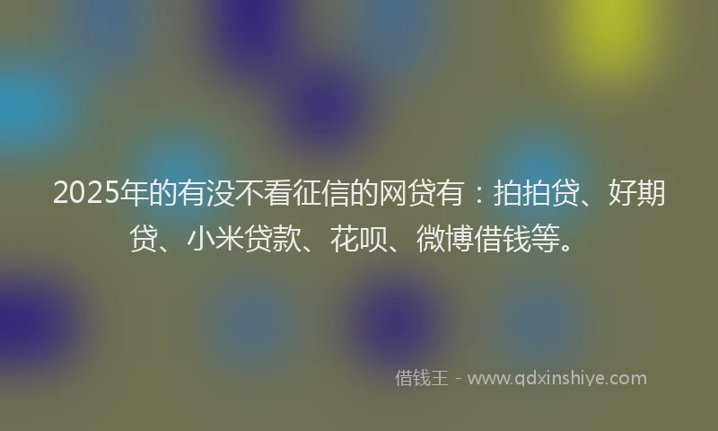 2025年的有没不看征信的网贷有：拍拍贷、好期贷、小米贷款、花呗、微博借钱等。