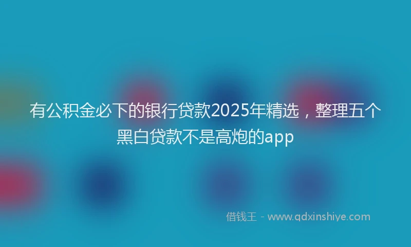 有公积金必下的银行贷款2025年精选，整理五个黑白贷款不是高炮的app