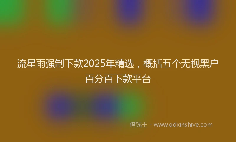 流星雨强制下款2025年精选，概括五个无视黑户百分百下款平台