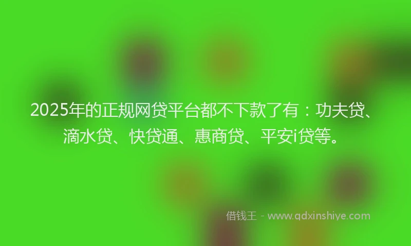 2025年的正规网贷平台都不下款了有：功夫贷、滴水贷、快贷通、惠商贷、平安i贷等。
