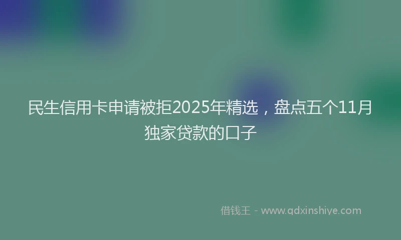 民生信用卡申请被拒2025年精选，盘点五个11月独家贷款的口子