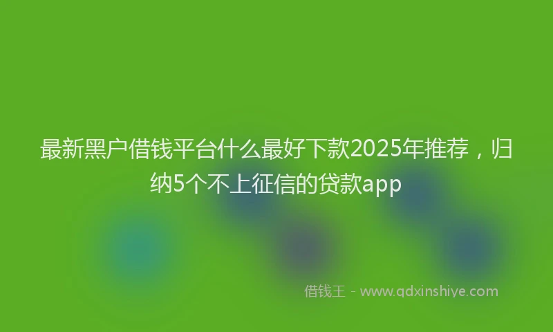 最新黑户借钱平台什么最好下款2025年推荐，归纳5个不上征信的贷款app