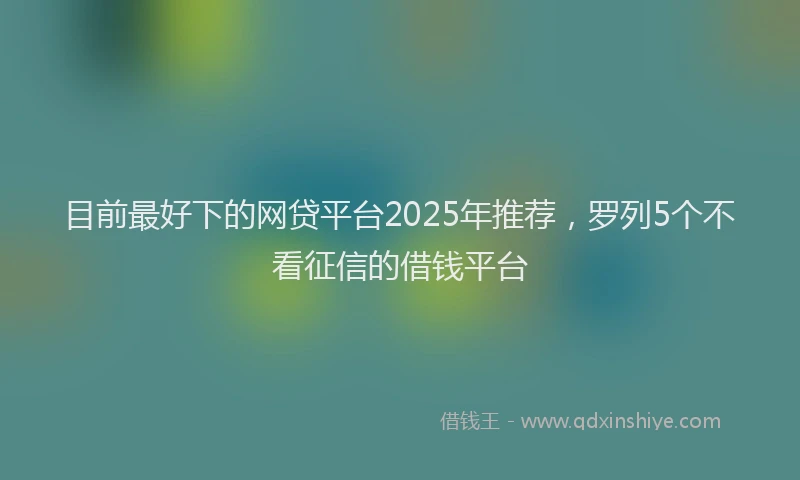 目前最好下的网贷平台2025年推荐，罗列5个不看征信的借钱平台