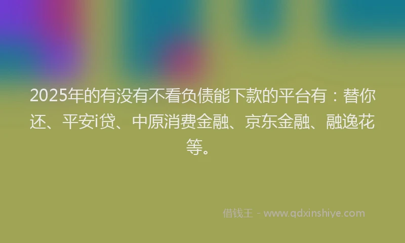2025年的有没有不看负债能下款的平台有：替你还、平安i贷、中原消费金融、京东金融、融逸花等。