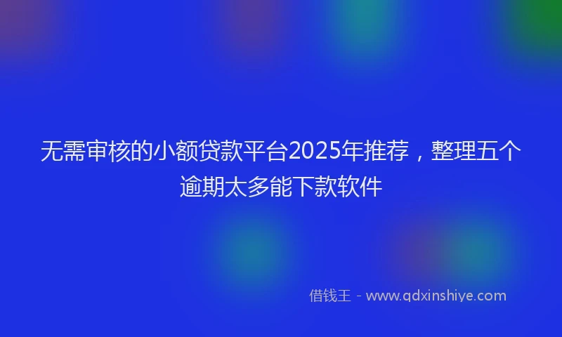 无需审核的小额贷款平台2025年推荐，整理五个逾期太多能下款软件