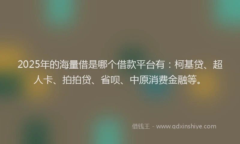 2025年的海量借是哪个借款平台有：柯基贷、超人卡、拍拍贷、省呗、中原消费金融等。