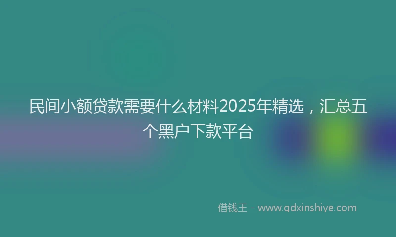 民间小额贷款需要什么材料2025年精选，汇总五个黑户下款平台