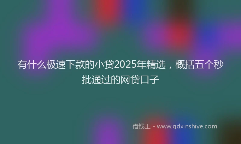 有什么极速下款的小贷2025年精选，概括五个秒批通过的网贷口子