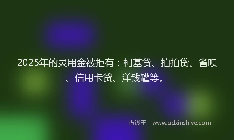 2025年的灵用金被拒有：柯基贷、拍拍贷、省呗、信用卡贷、洋钱罐等。