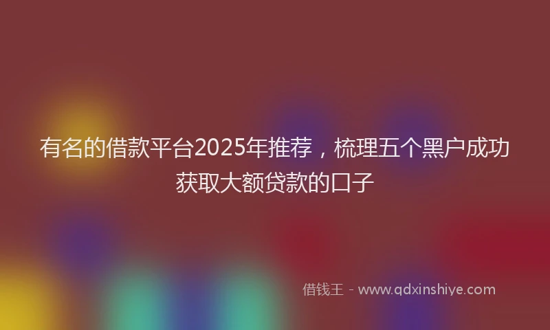 有名的借款平台2025年推荐，梳理五个黑户成功获取大额贷款的口子