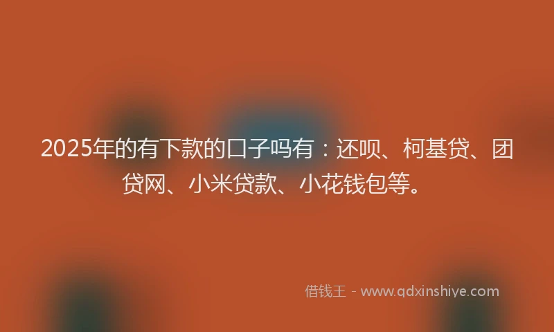 2025年的有下款的口子吗有：还呗、柯基贷、团贷网、小米贷款、小花钱包等。