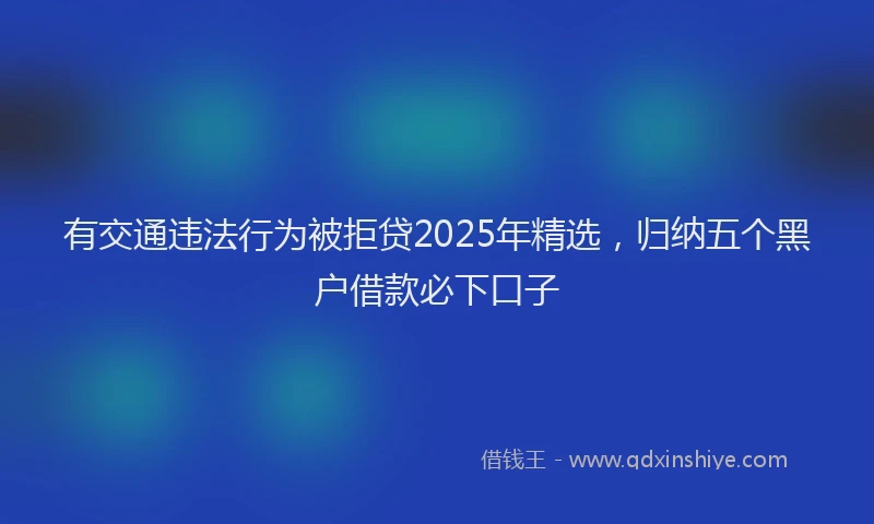 有交通违法行为被拒贷2025年精选，归纳五个黑户借款必下口子