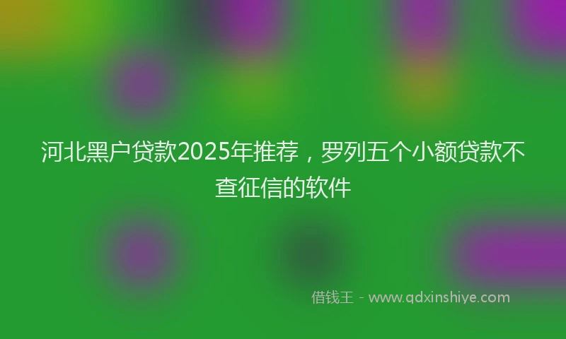 河北黑户贷款2025年推荐，罗列五个小额贷款不查征信的软件