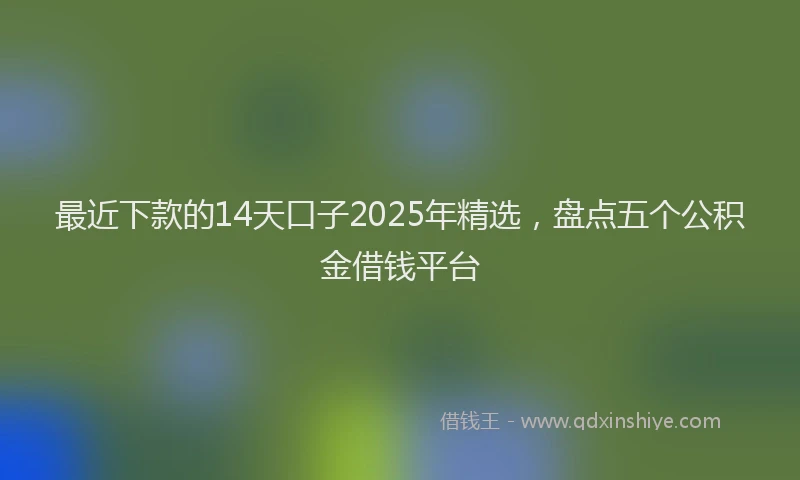 最近下款的14天口子2025年精选，盘点五个公积金借钱平台