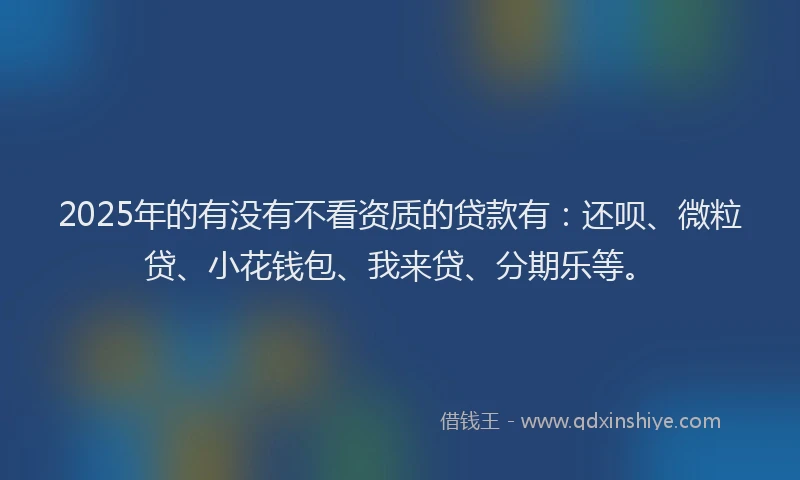 2025年的有没有不看资质的贷款有：还呗、微粒贷、小花钱包、我来贷、分期乐等。