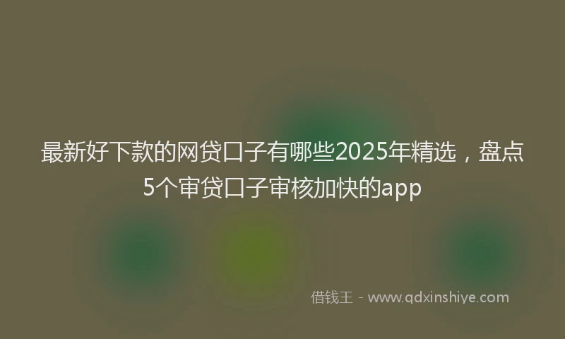 最新好下款的网贷口子有哪些2025年精选，盘点5个审贷口子审核加快的app