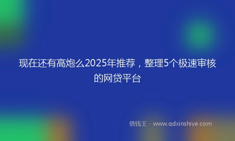 现在还有高炮么2025年推荐，整理5个极速审核的网贷平台