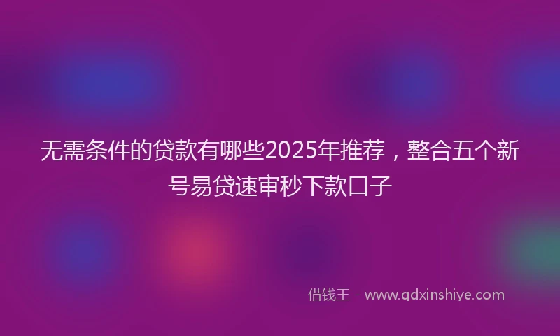 无需条件的贷款有哪些2025年推荐，整合五个新号易贷速审秒下款口子