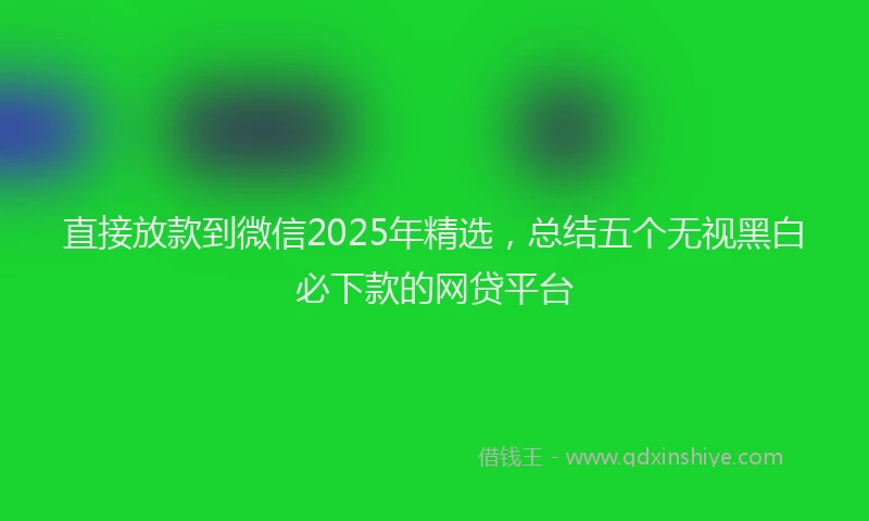 直接放款到微信2025年精选，总结五个无视黑白必下款的网贷平台