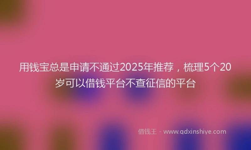 用钱宝总是申请不通过2025年推荐，梳理5个20岁可以借钱平台不查征信的平台