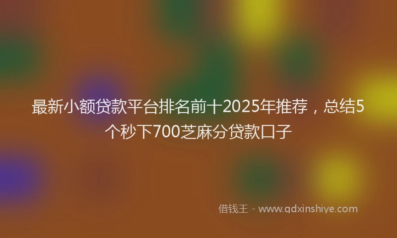 最新小额贷款平台排名前十2025年推荐，总结5个秒下700芝麻分贷款口子