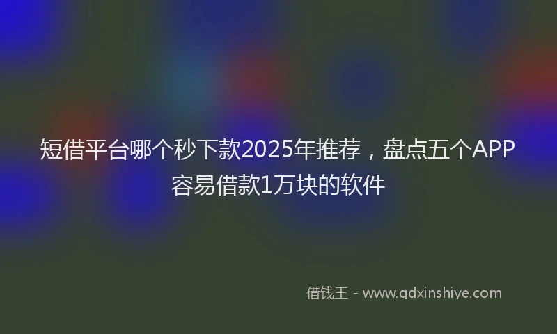 短借平台哪个秒下款2025年推荐，盘点五个APP容易借款1万块的软件