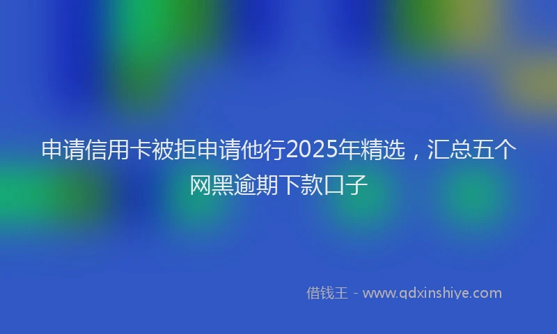 申请信用卡被拒申请他行2025年精选，汇总五个网黑逾期下款口子