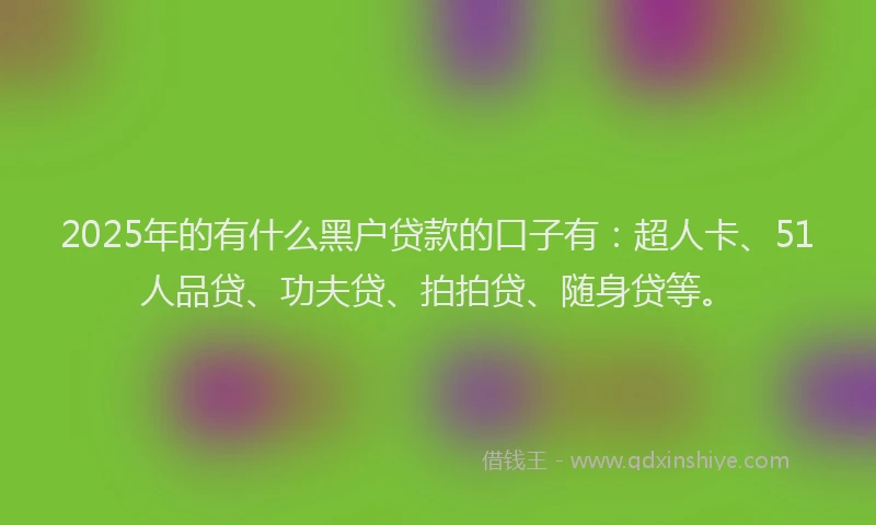 2025年的有什么黑户贷款的口子有：超人卡、51人品贷、功夫贷、拍拍贷、随身贷等。