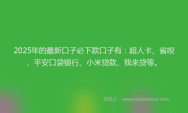 2025年的最新口子必下款口子有：超人卡、省呗、平安口袋银行、小米贷款、我来贷等。
