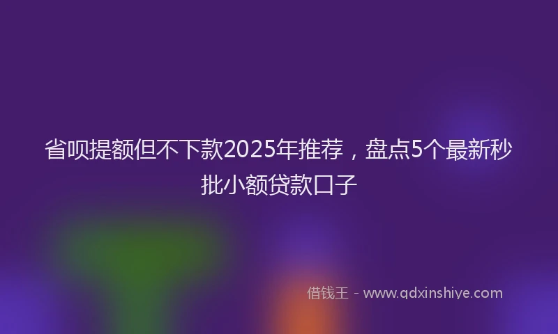 省呗提额但不下款2025年推荐，盘点5个最新秒批小额贷款口子