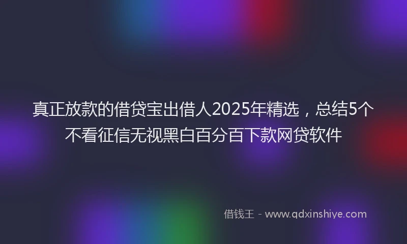 真正放款的借贷宝出借人2025年精选，总结5个不看征信无视黑白百分百下款网贷软件