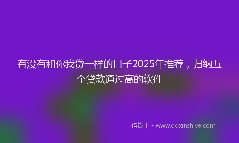 有没有和你我贷一样的口子2025年推荐，归纳五个贷款通过高的软件