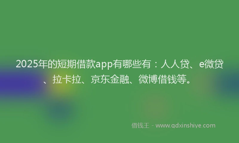 2025年的短期借款app有哪些有：人人贷、e微贷、拉卡拉、京东金融、微博借钱等。