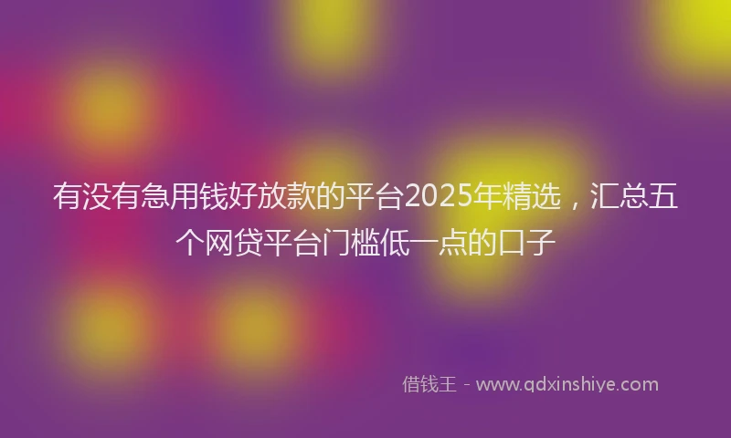 有没有急用钱好放款的平台2025年精选，汇总五个网贷平台门槛低一点的口子
