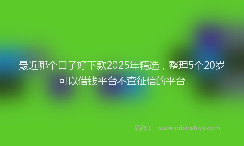 最近哪个口子好下款2025年精选，整理5个20岁可以借钱平台不查征信的平台