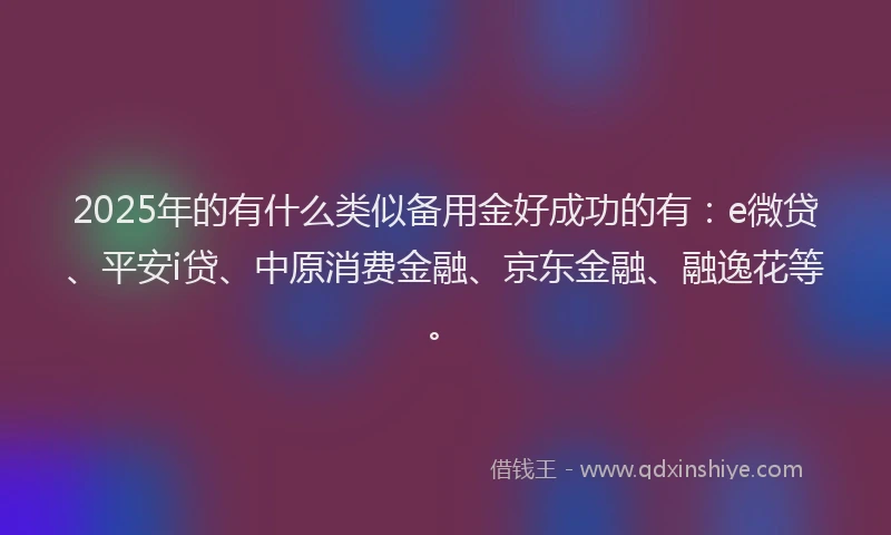 2025年的有什么类似备用金好成功的有：e微贷、平安i贷、中原消费金融、京东金融、融逸花等。
