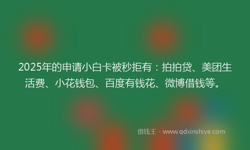 2025年的申请小白卡被秒拒有：拍拍贷、美团生活费、小花钱包、百度有钱花、微博借钱等。