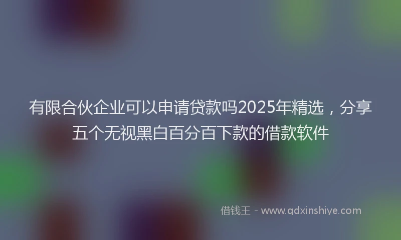 有限合伙企业可以申请贷款吗2025年精选，分享五个无视黑白百分百下款的借款软件
