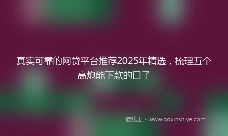 真实可靠的网贷平台推荐2025年精选，梳理五个高炮能下款的口子