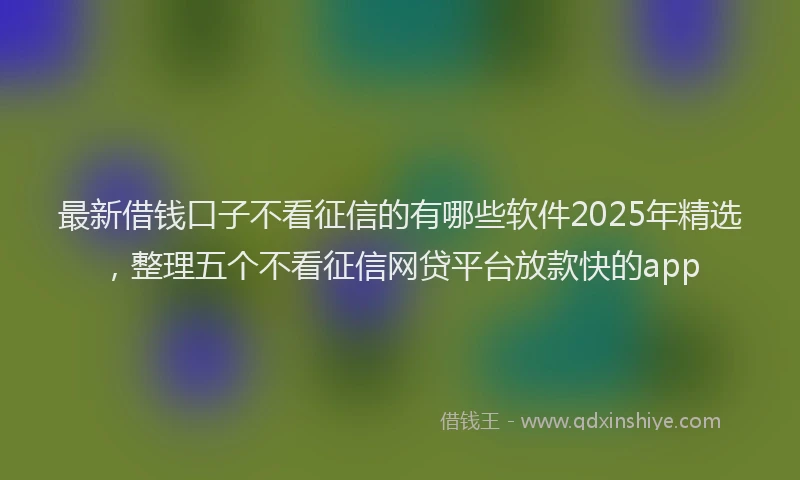 最新借钱口子不看征信的有哪些软件2025年精选，整理五个不看征信网贷平台放款快的app