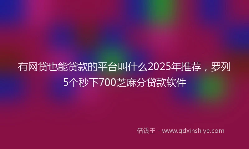有网贷也能贷款的平台叫什么2025年推荐，罗列5个秒下700芝麻分贷款软件