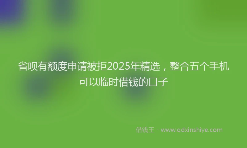 省呗有额度申请被拒2025年精选，整合五个手机可以临时借钱的口子