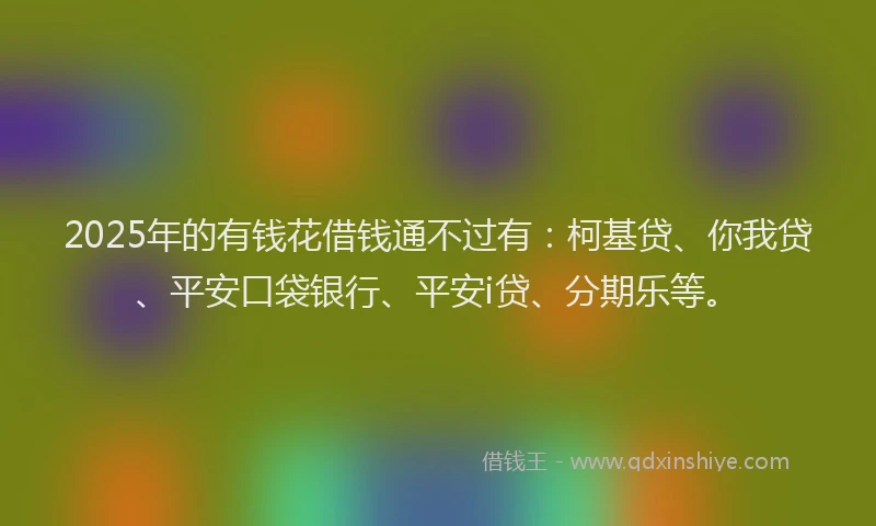 2025年的有钱花借钱通不过有：柯基贷、你我贷、平安口袋银行、平安i贷、分期乐等。