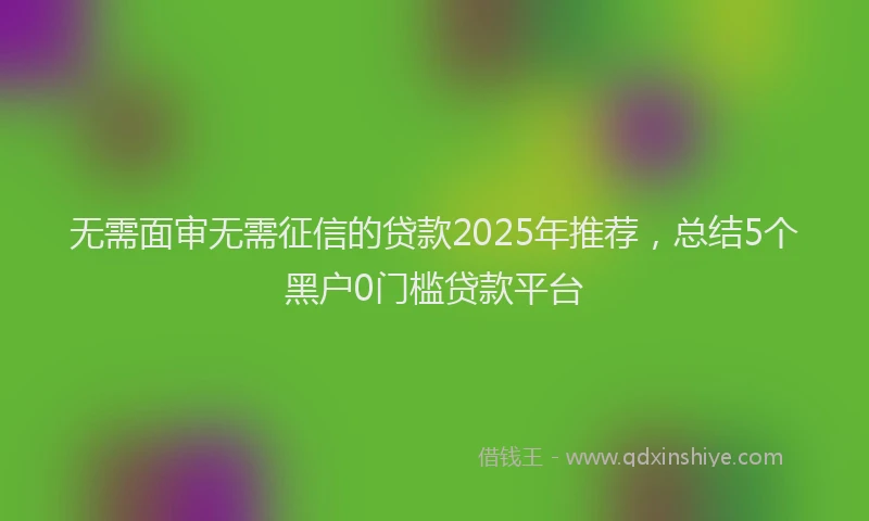无需面审无需征信的贷款2025年推荐，总结5个黑户0门槛贷款平台